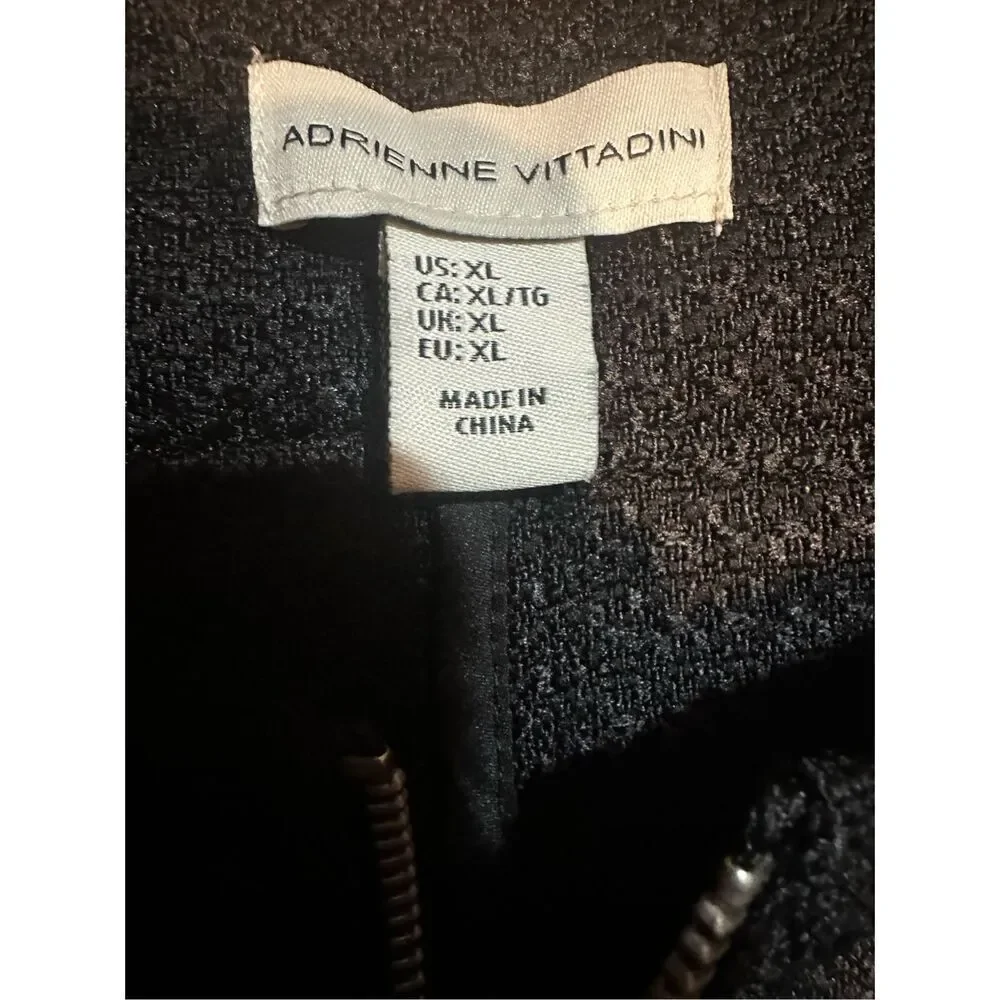 Adrienne‎ Vittadini Womens Black Textured Zip-Up Blazer Sz XL